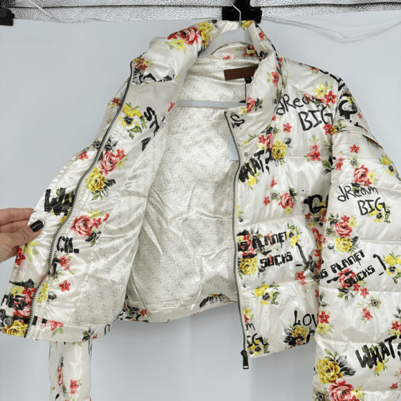 Guess x Brandalised Graphite by Banksy Print  Convertible Puffer Jacket Vest L - Picture 12 of 16